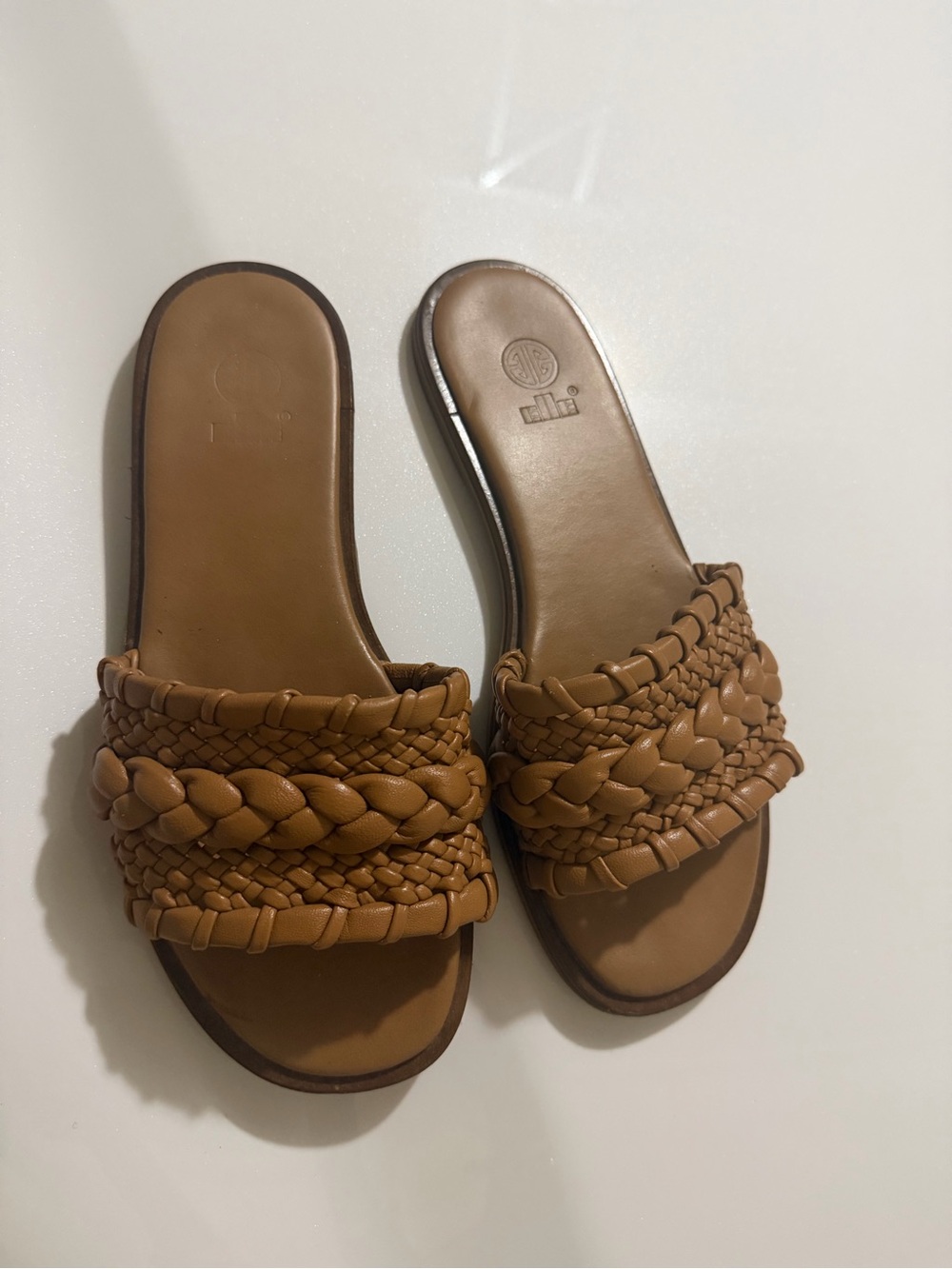 Elle Braided Slide Mules in Tan